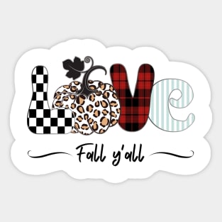 Love Fall Y'All, Funny Fall Quote, Leopard Pumpkin Sticker